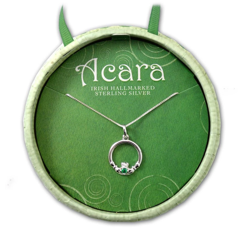 Hallmarked Irish Claddagh Pendant in Sterling Silver