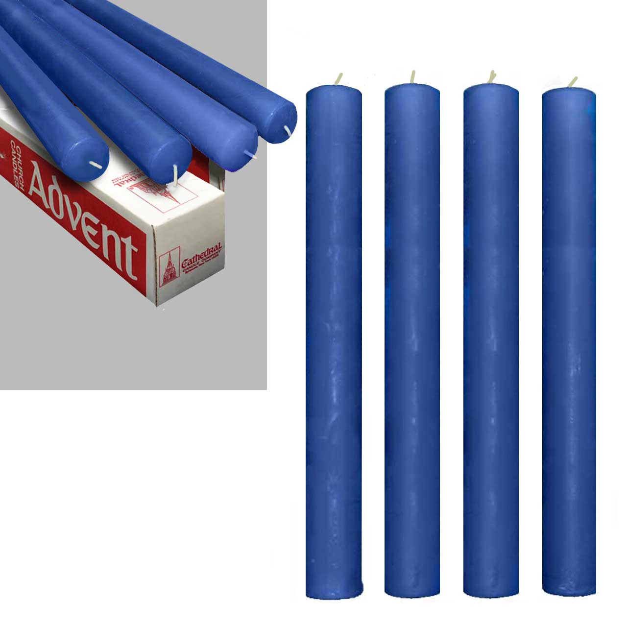 1-1/2"x16" Sarum Blue 51% Beeswax:  Advent Candles