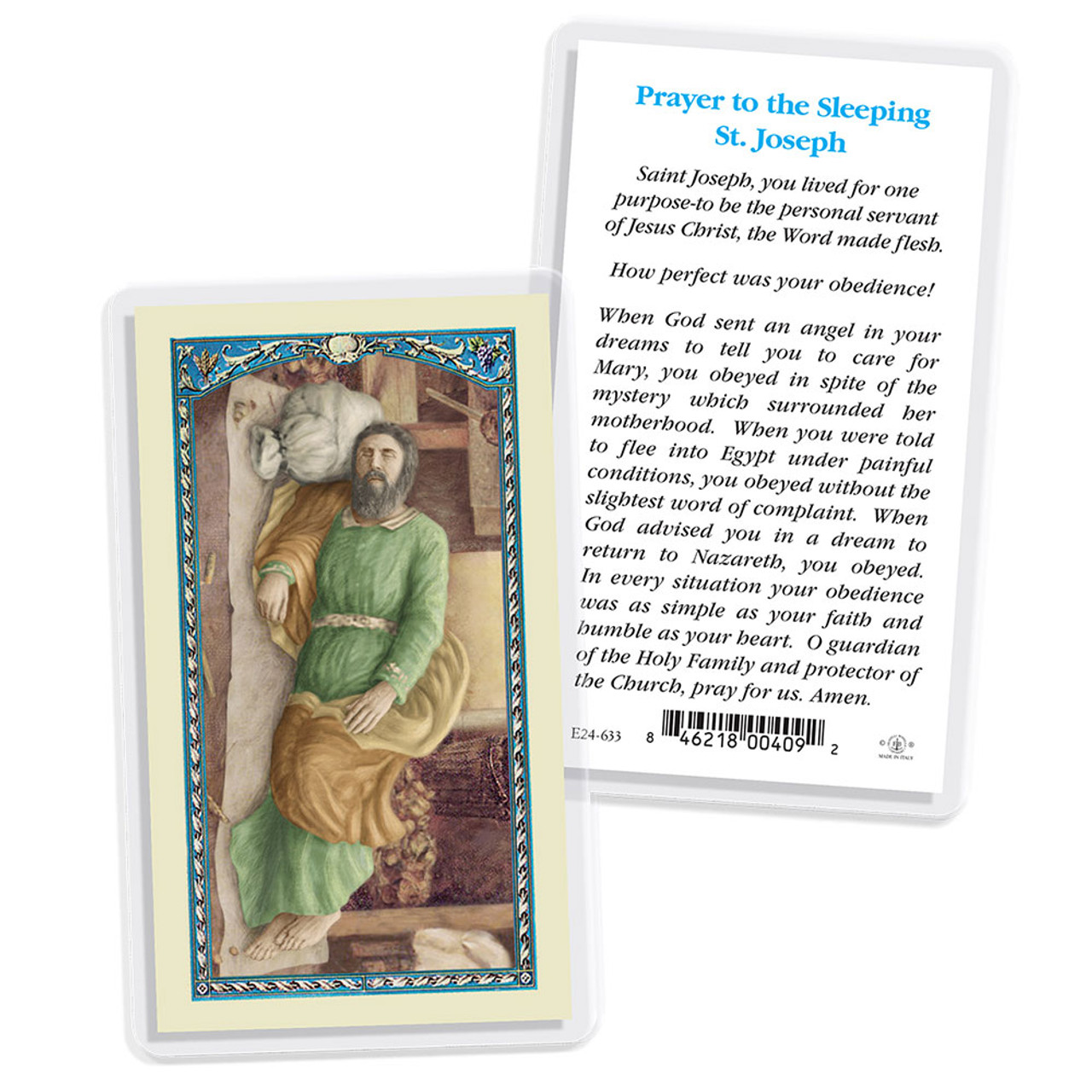 Sleeping Joseph Laminated Holy Card