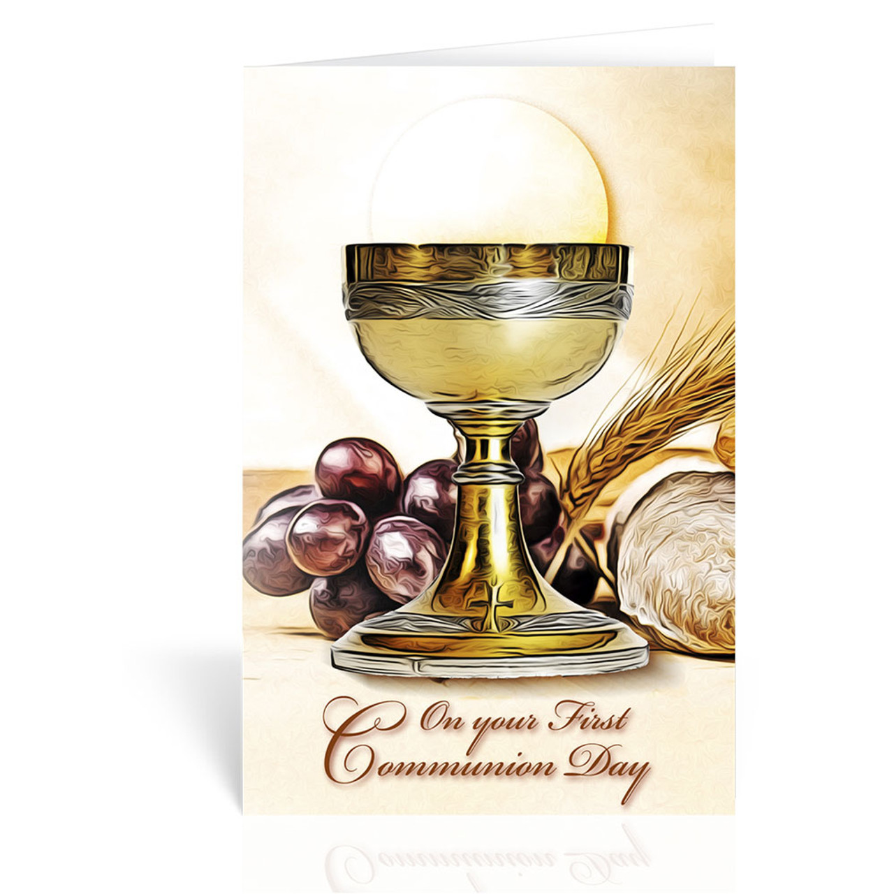 First Communion Card Chalice, Grapes, Bread