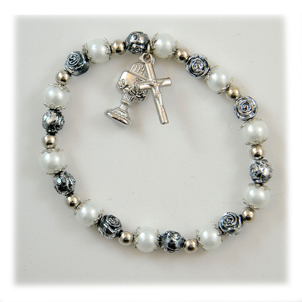 Communion Pearl & Bead Bracelet