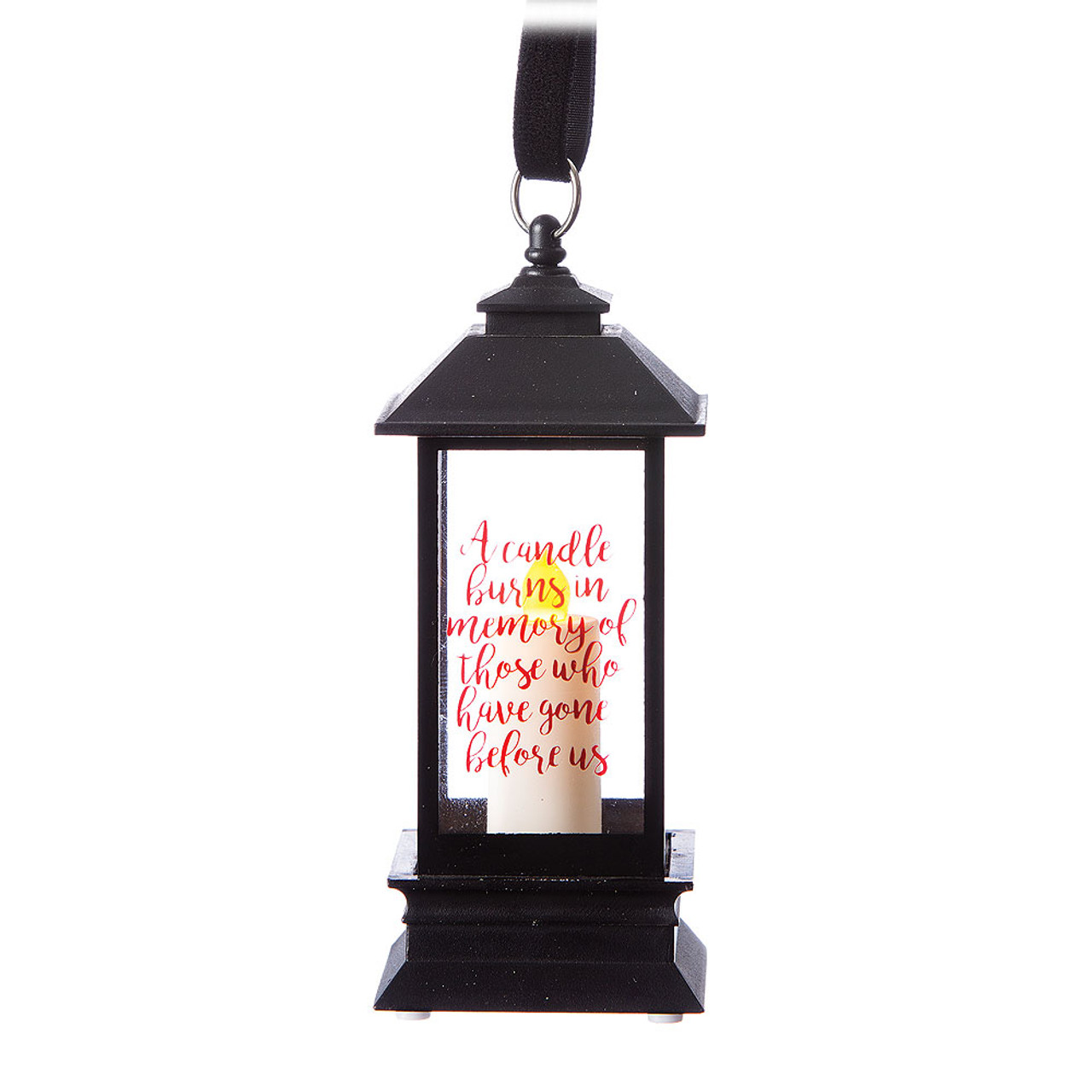 Black Memorial Lantern LED Ornament 5IN