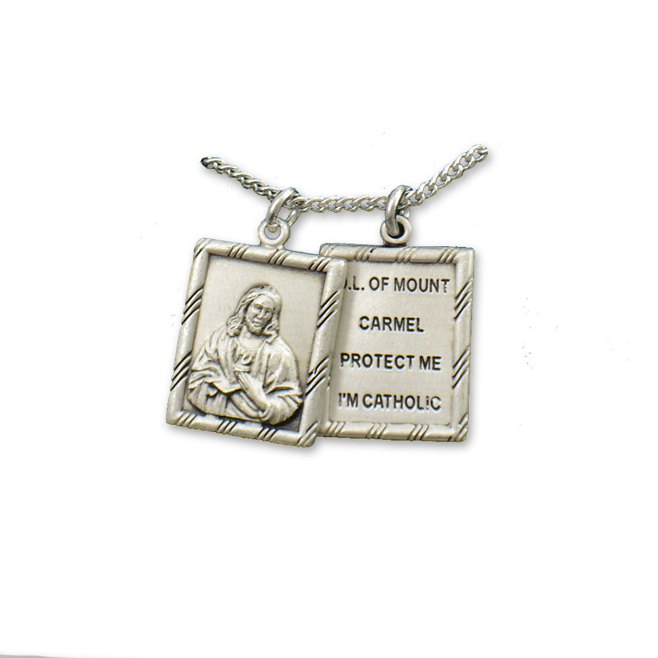 Sterling 2 Piece Scapular Medal 18IN Chain