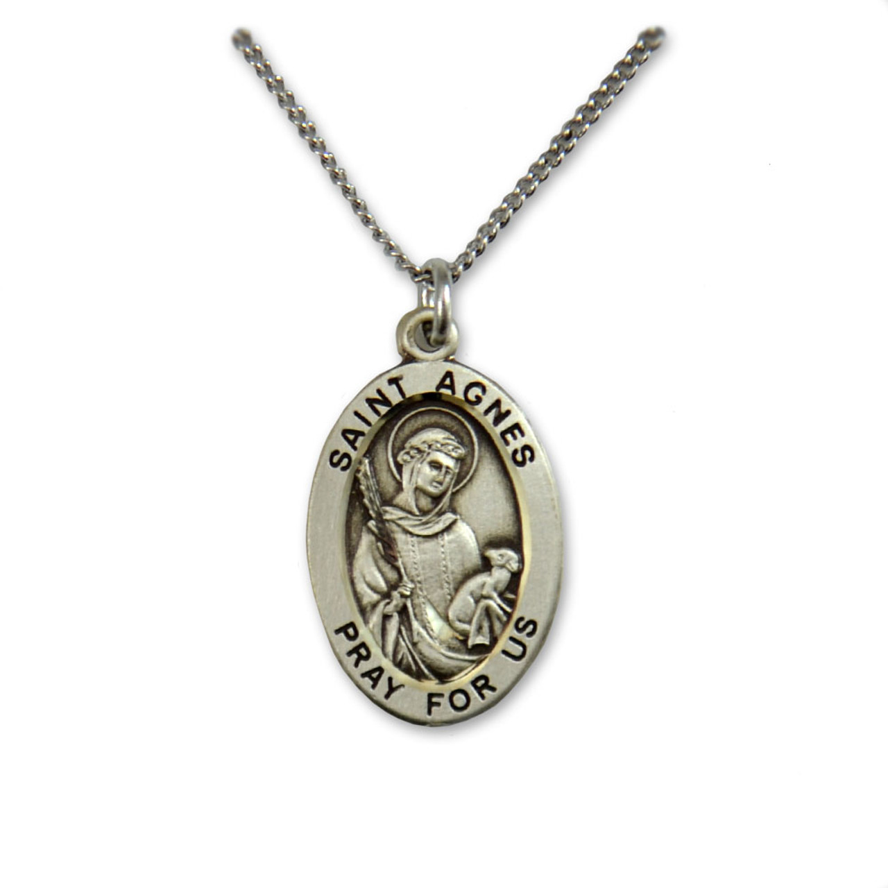 St. Agnes Saint Medal on 18" Chain