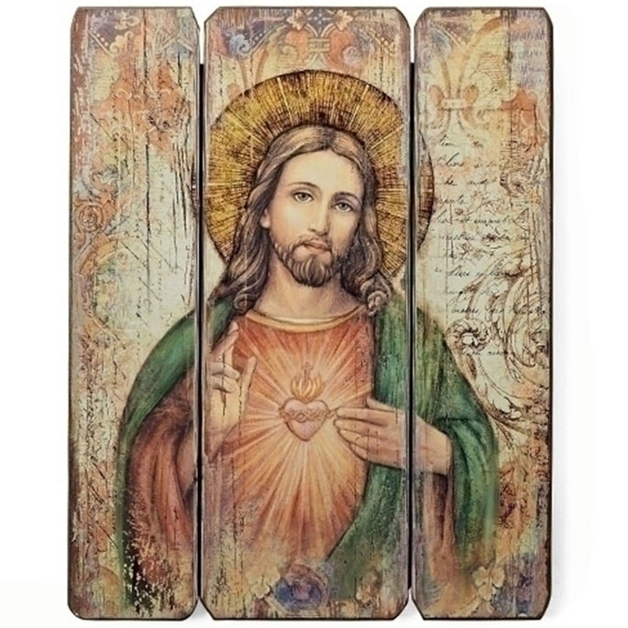 Sacred Heart Wood Panel Art 15IN