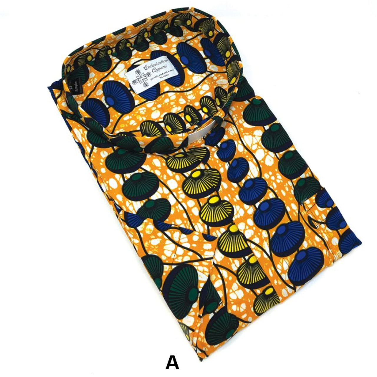 A (blue, yellow, and green design on yellow and white background and black outline)