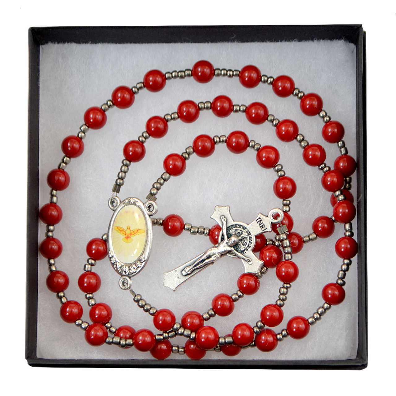 Red Confirmation Rosary Made in MN