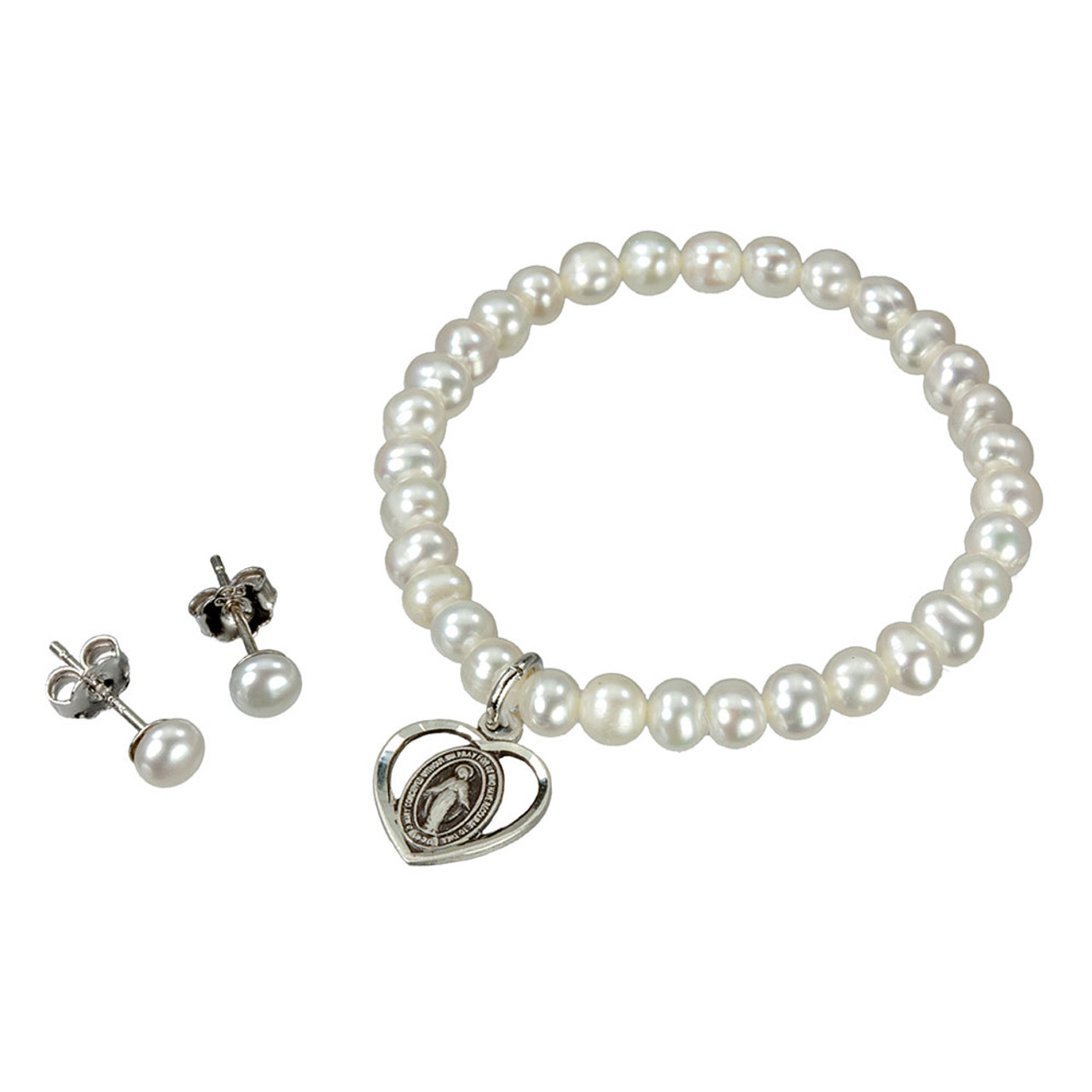 Pearl Bracelet and Earring Set Boxed