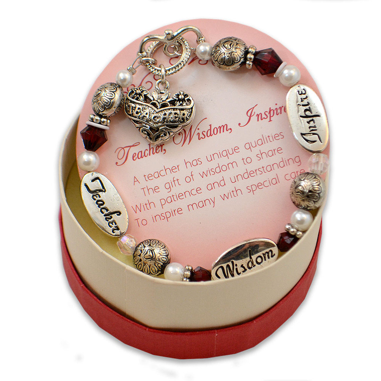 Personalized Teacher Charm Bracelet, Swarovski crystals and teacher charms