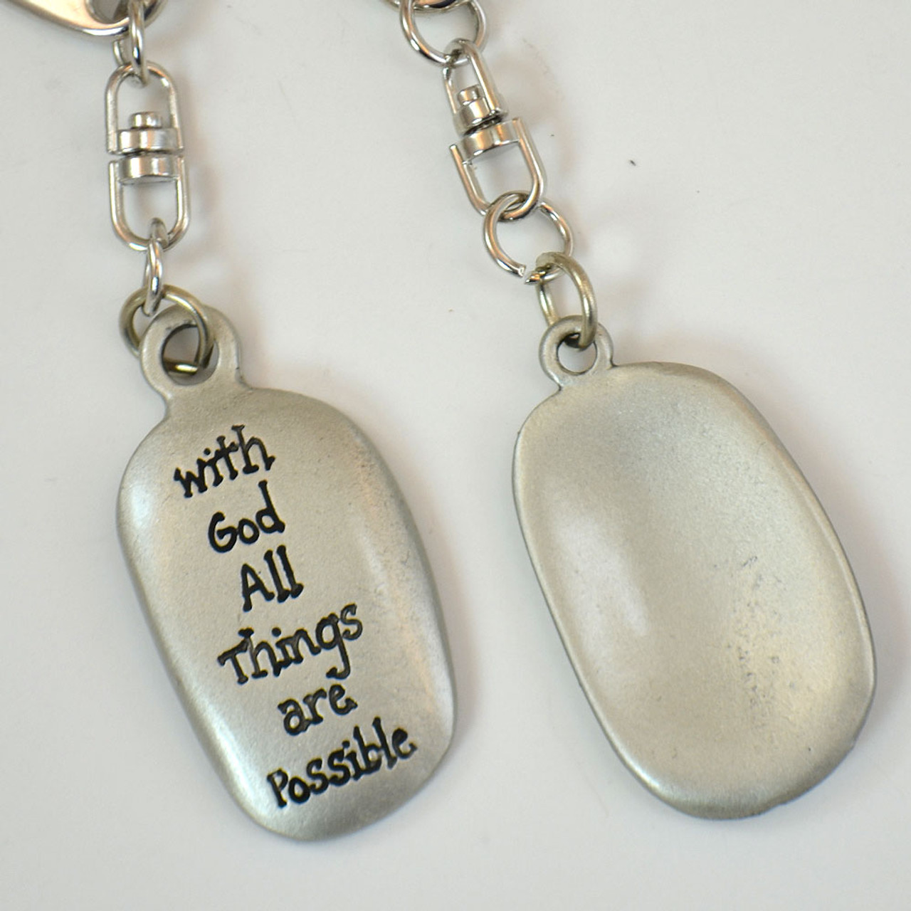 With God All Things Thumb Stone Keyring