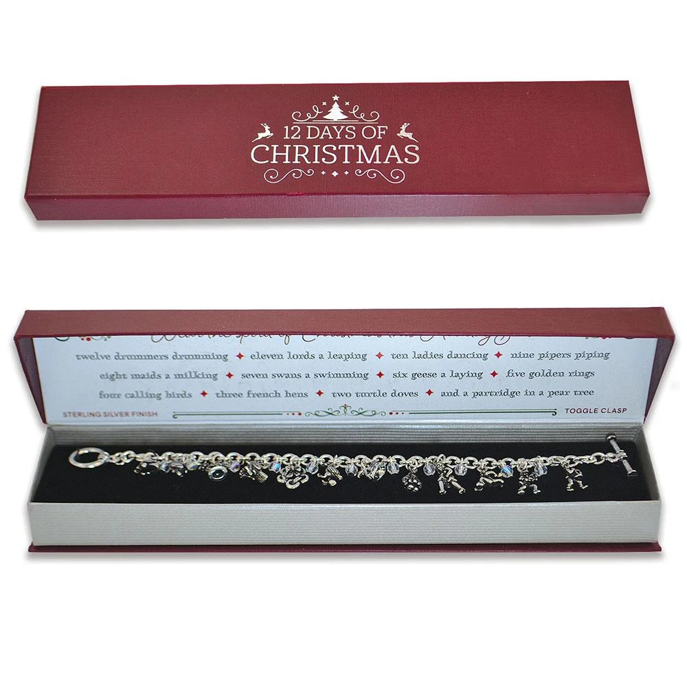 12 Days of Christmas Bracelet in red and silver packaging