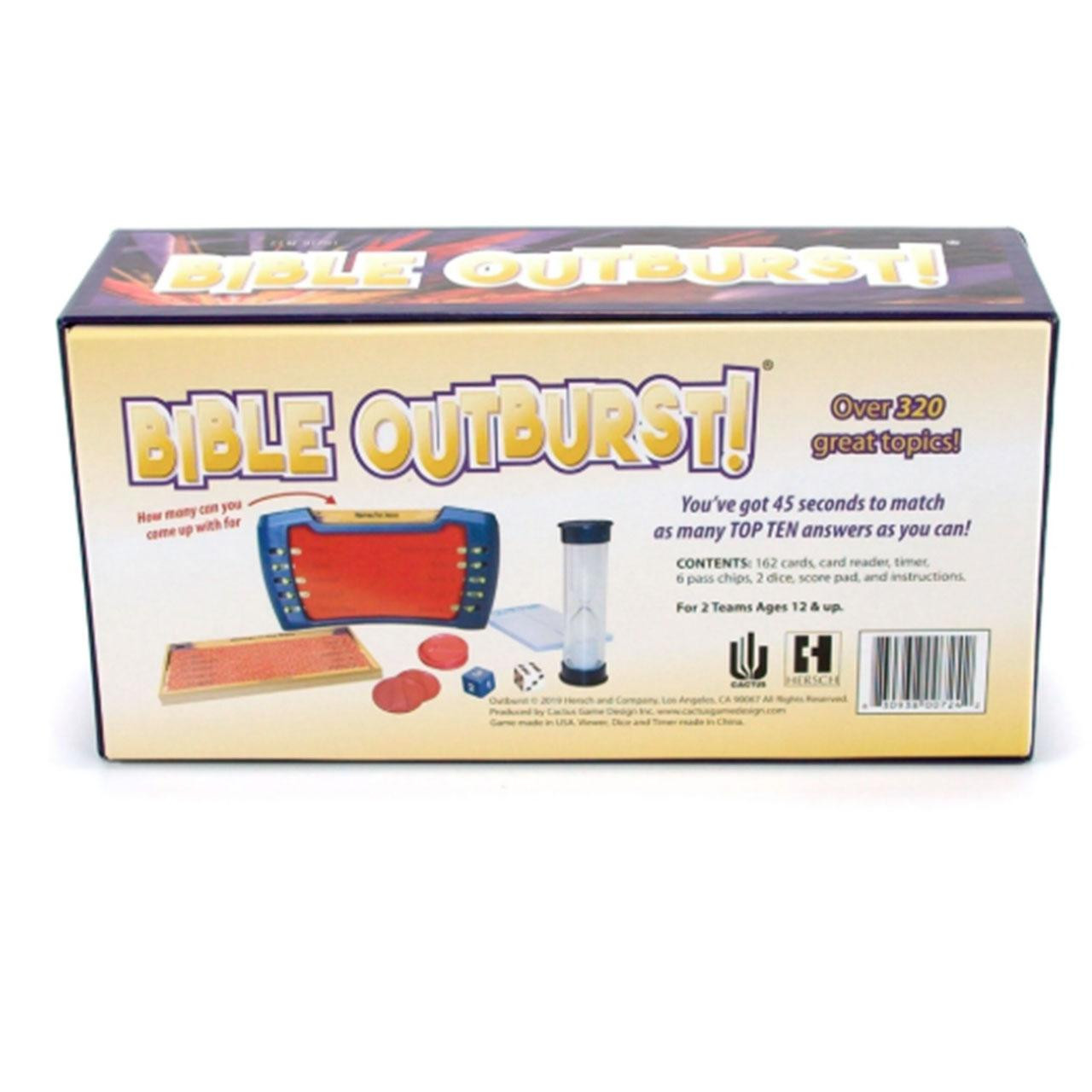 Back of the Outburst Game Bible Version box