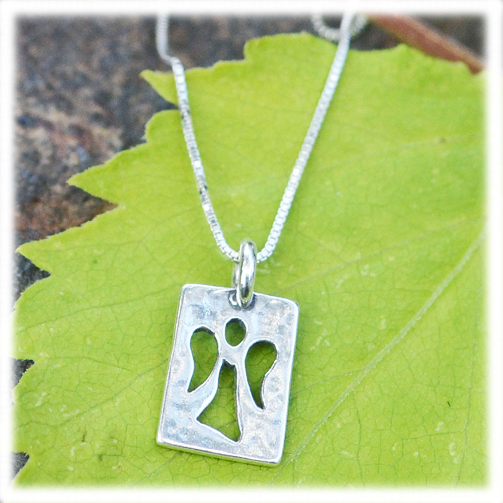 Silver cutout Guardian Angel Necklace