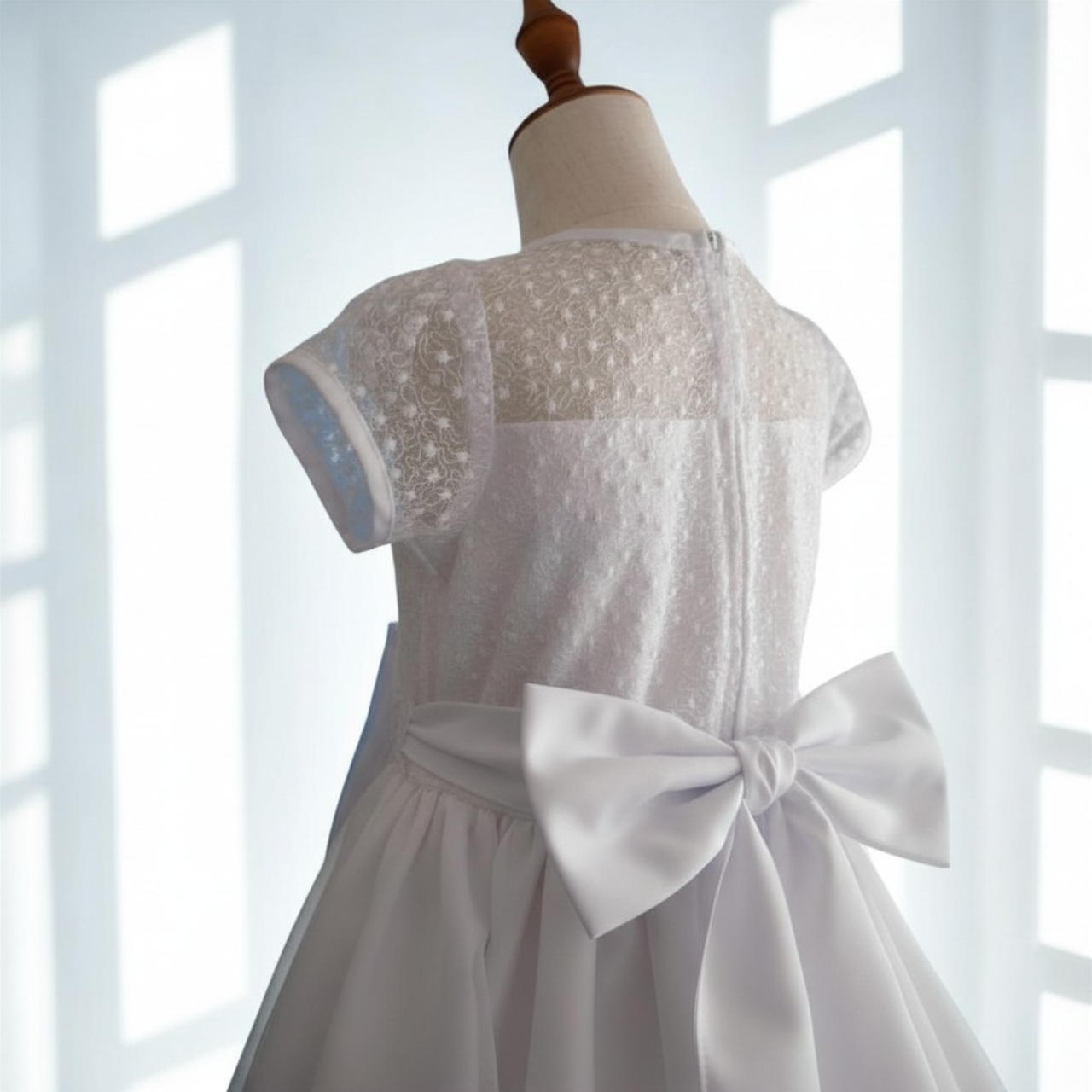 Back of the First Communion Dress Teresa with Embellished Tulle