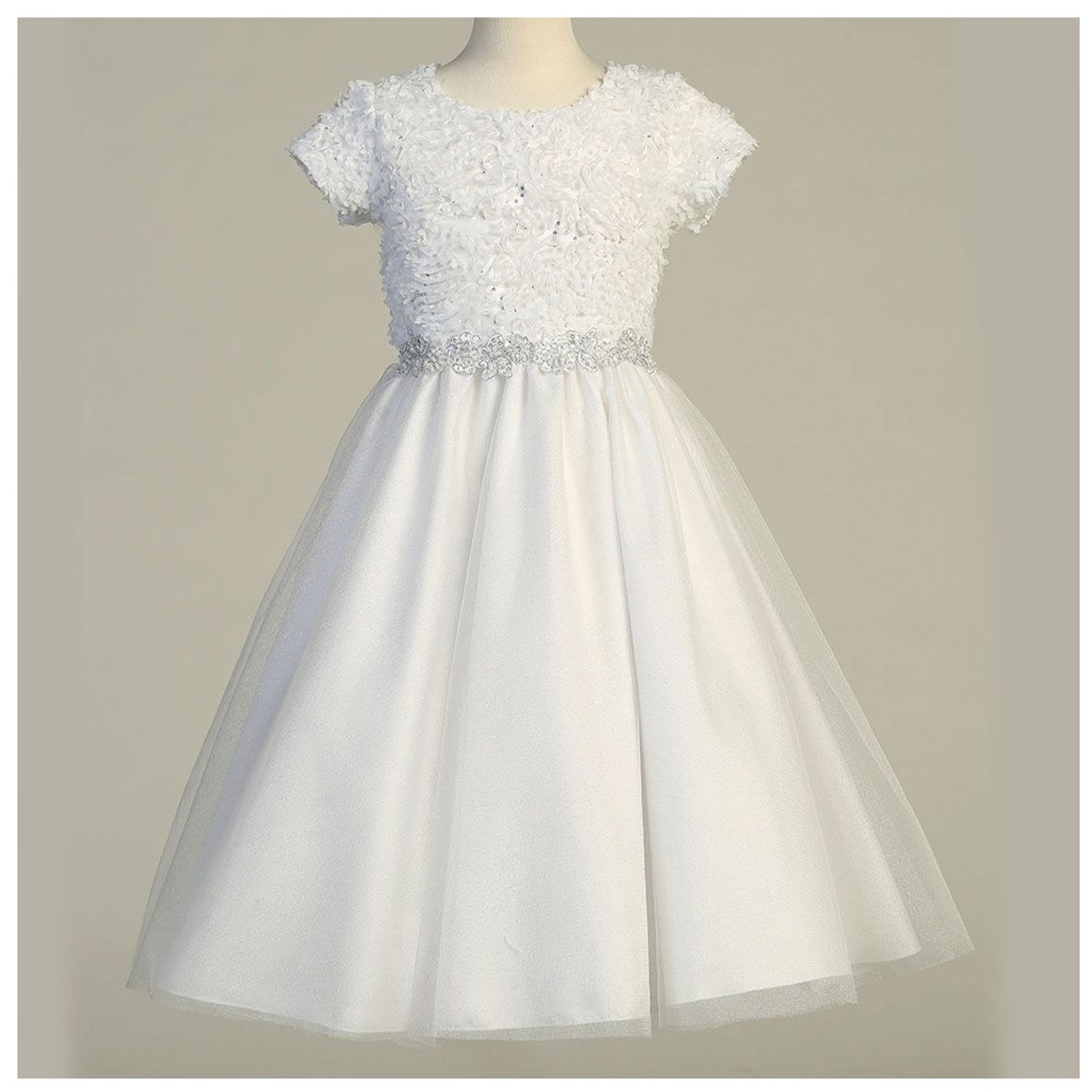 First Communion Dress Flora with Chiffon Flowers