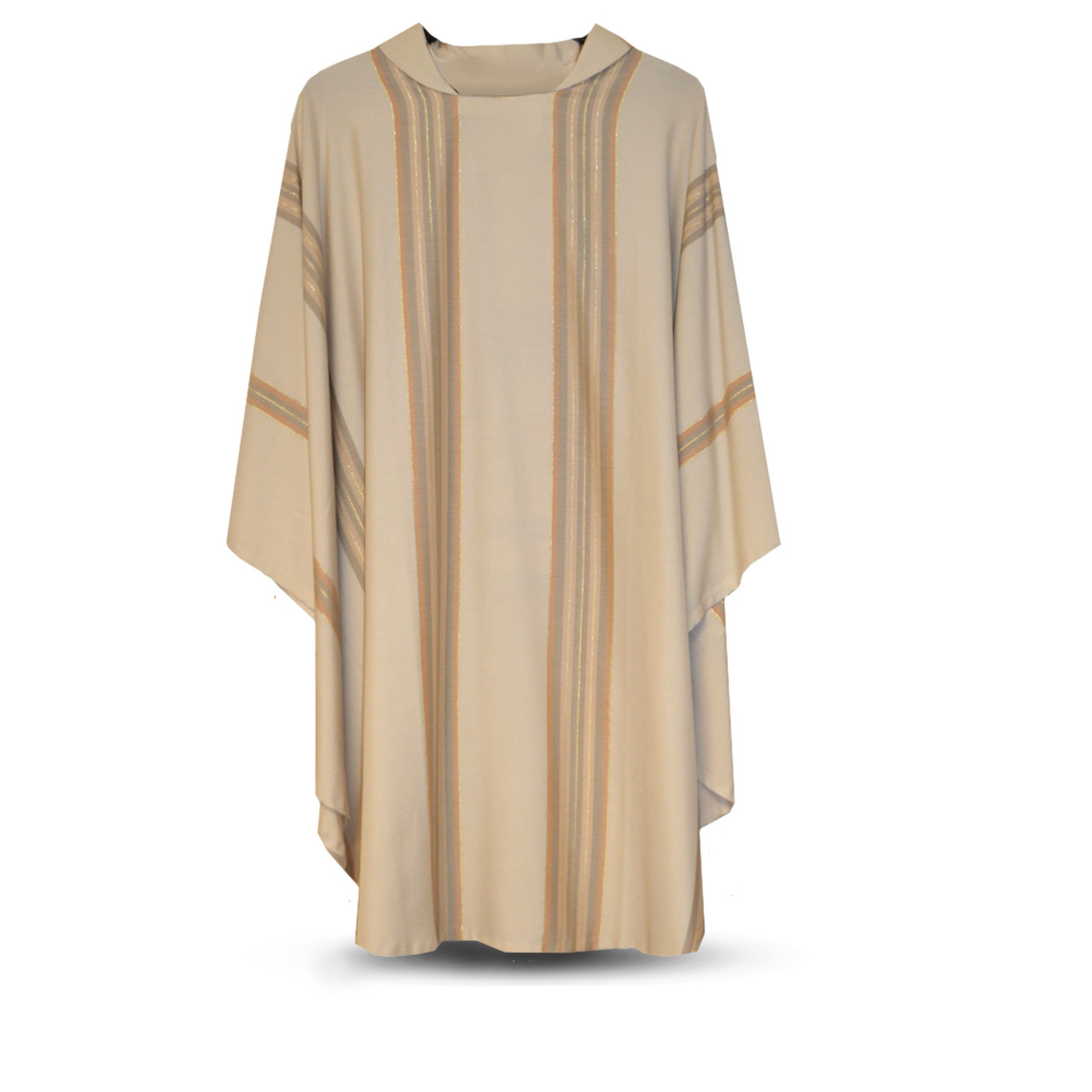 905NC Beige Chasuble with Roll Collar