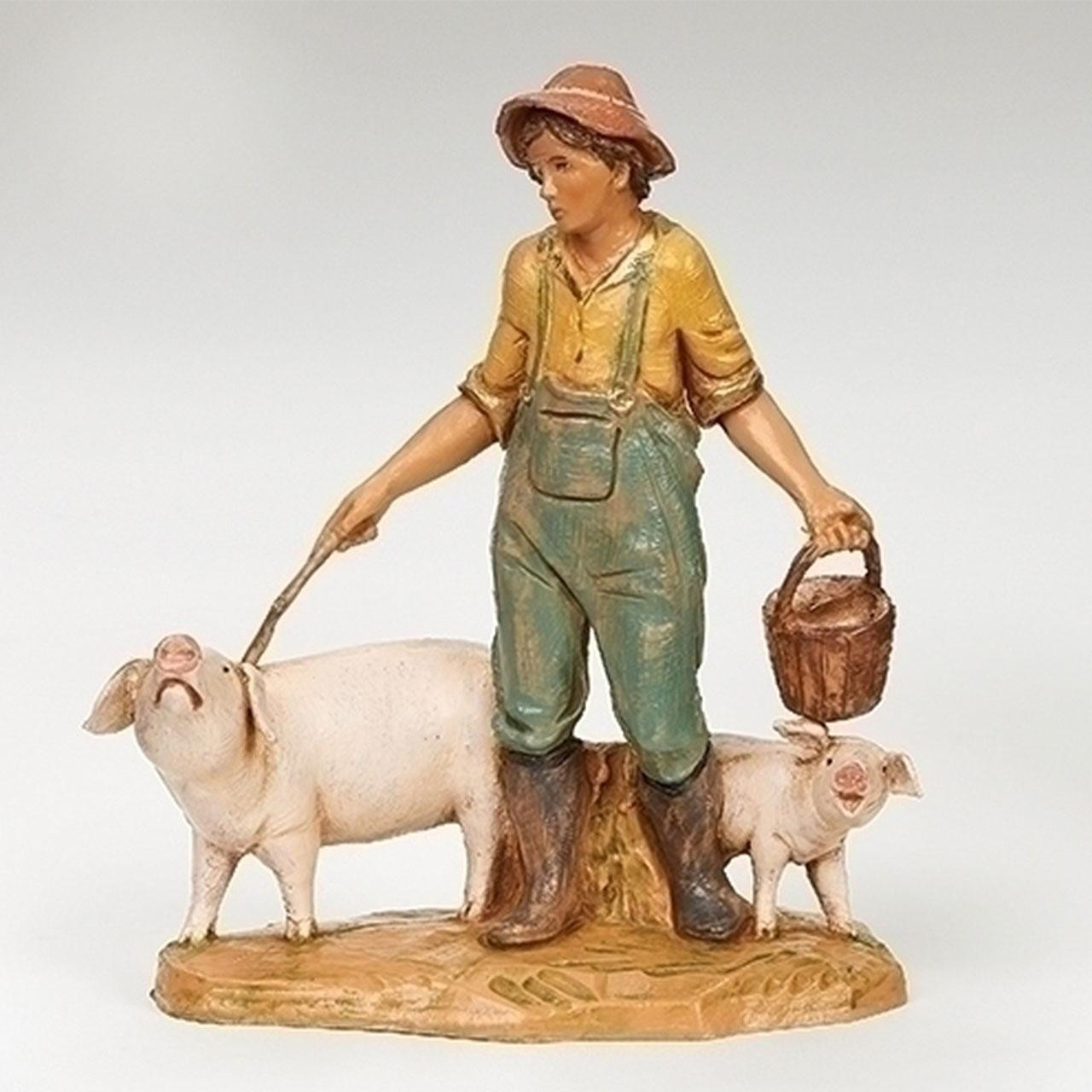 Jedediah Pig Keeper Fontanini Figure
