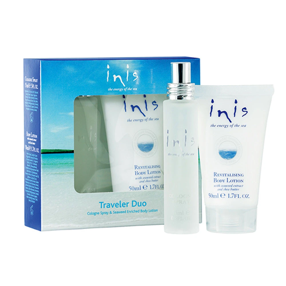 Travel Set of Inis Products pictured with packaging