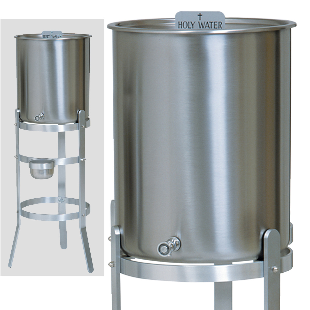 K181-10 Stainless Steel Holy Water Tank w/ Aluminum Stand