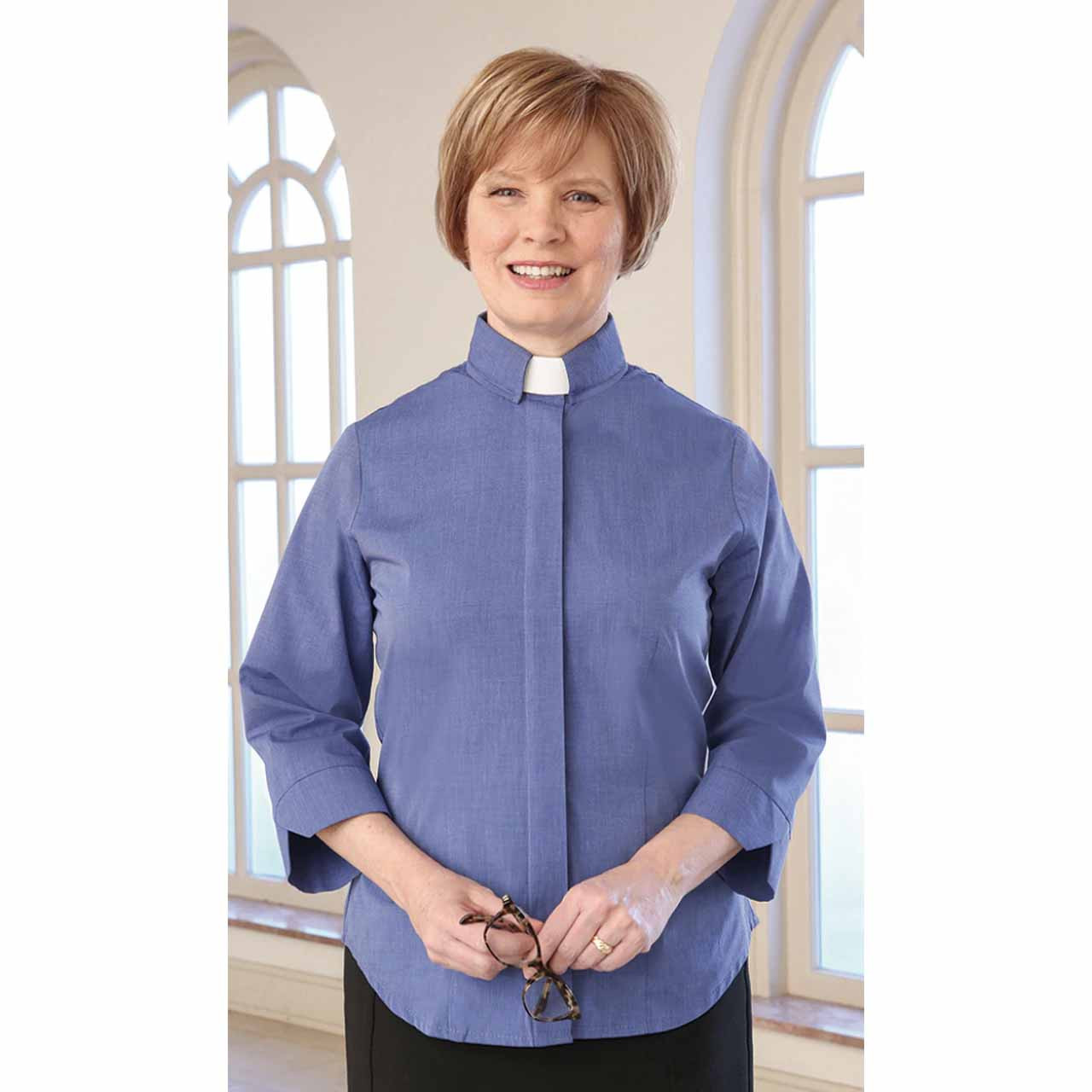 3306 3/4 Fitted Clergy Blouse French Blue