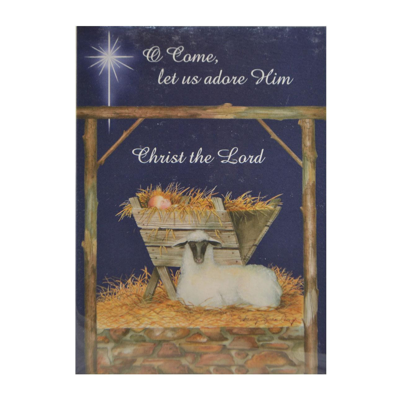 Set of O Come Let Us Adore Him with 10 Christmas Cards and 10 Envelopes