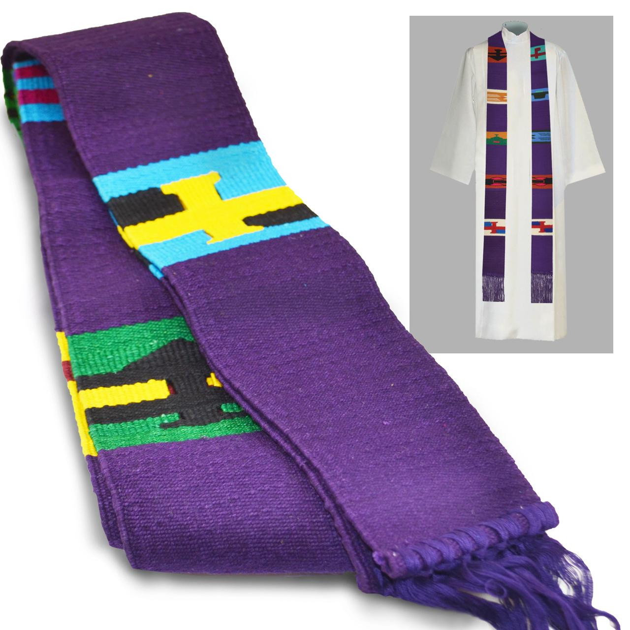 SA-4 Purple Atitlan Tapestry Stole