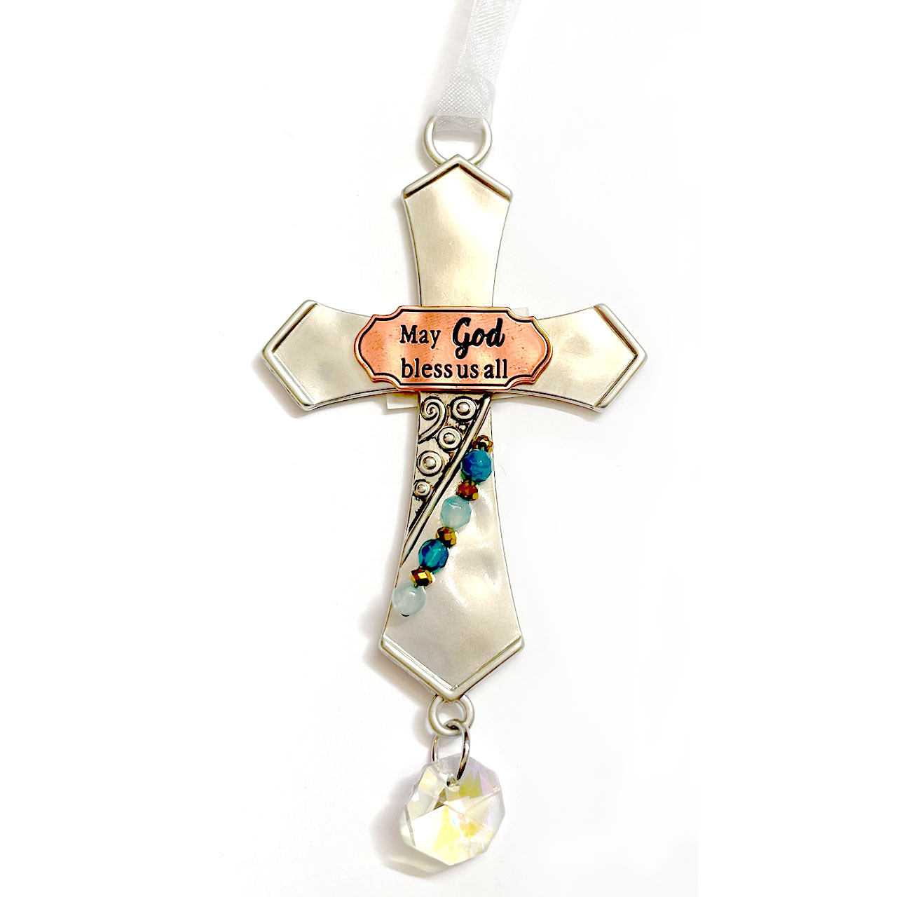 May God Bless Us All Cross Ornament