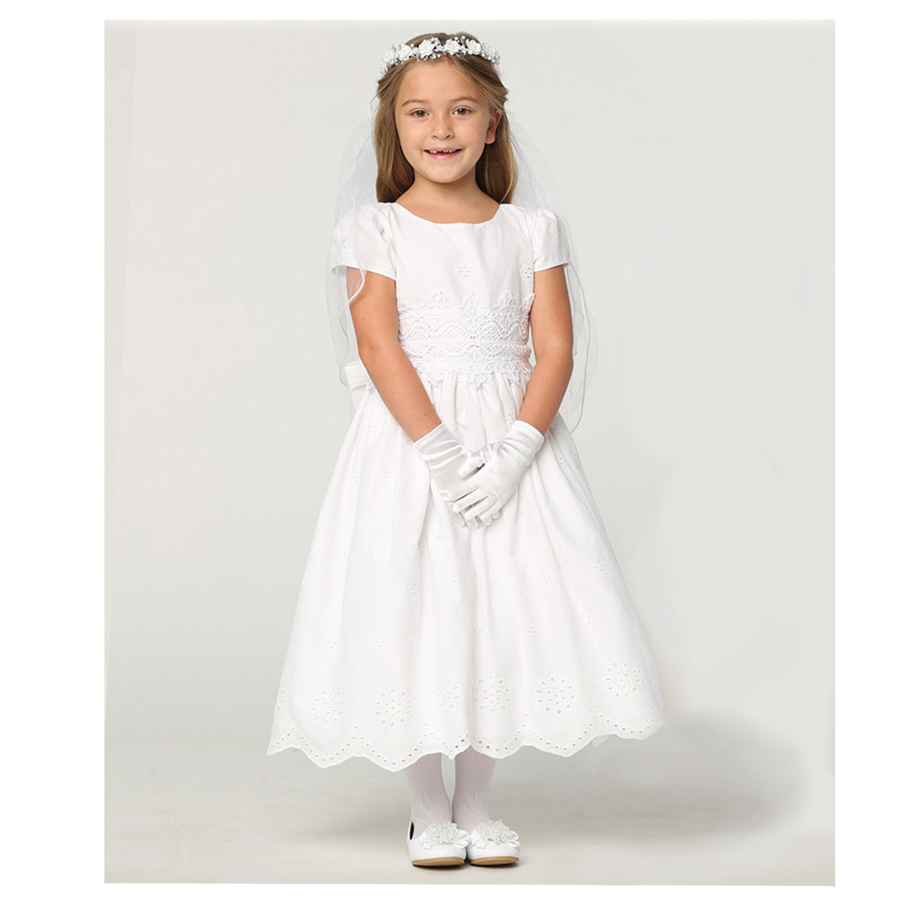 Amazon.com: Vintage Flower Girls Dresses with Lace Sleeves Long Pageant  Ball Gown Girls Dress White US 2: Clothing, Shoes & Jewelry