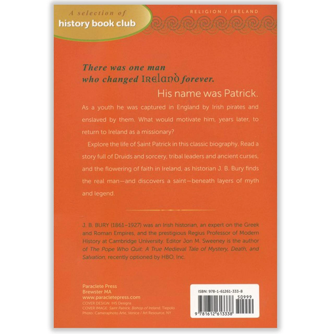 Ireland's Saint Patrick by J.B. Bury | Back Cover Jacket