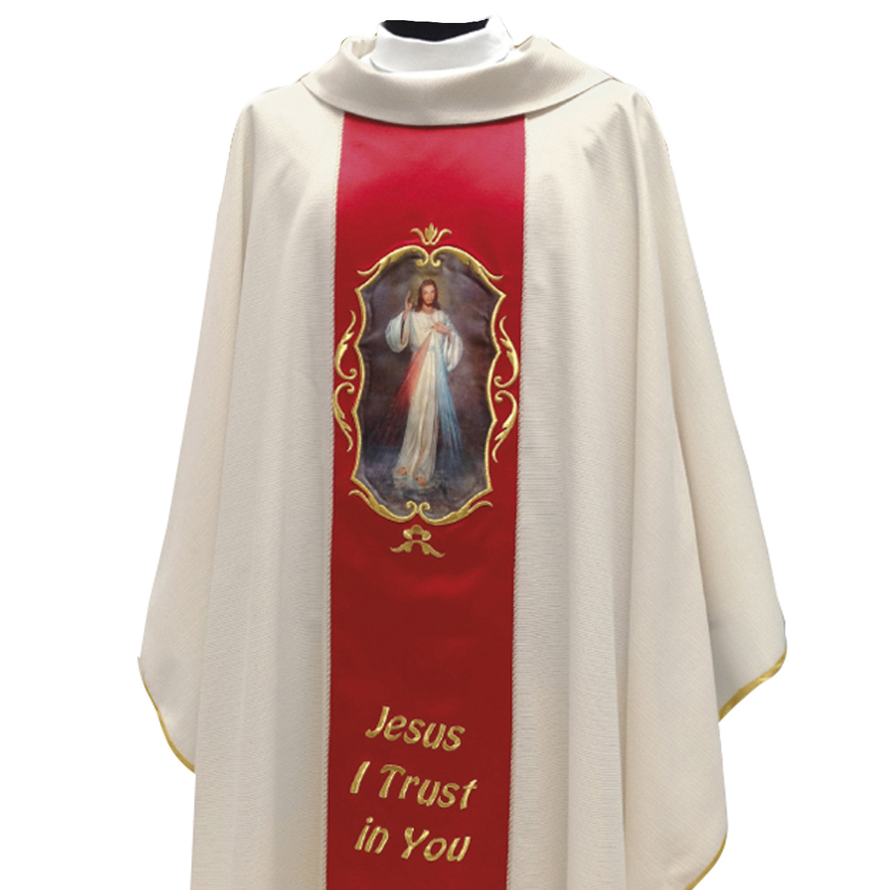 350 Divine Mercy Chasuble in Lana Oro