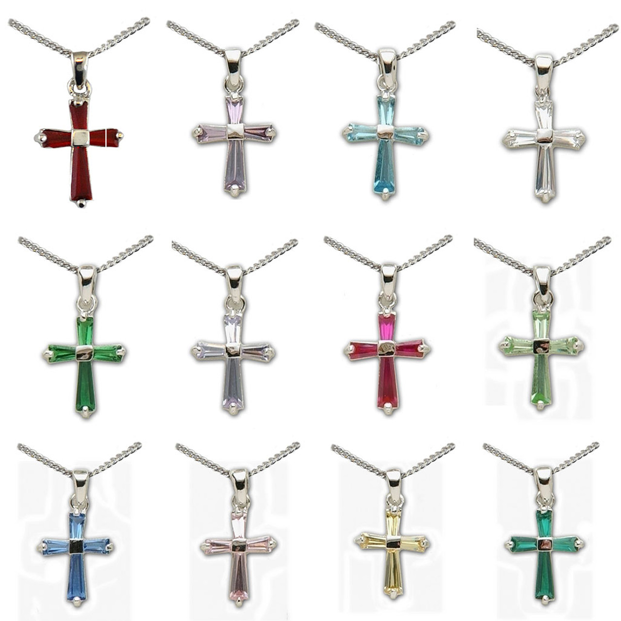 Mens cross clearance necklace with birthstone