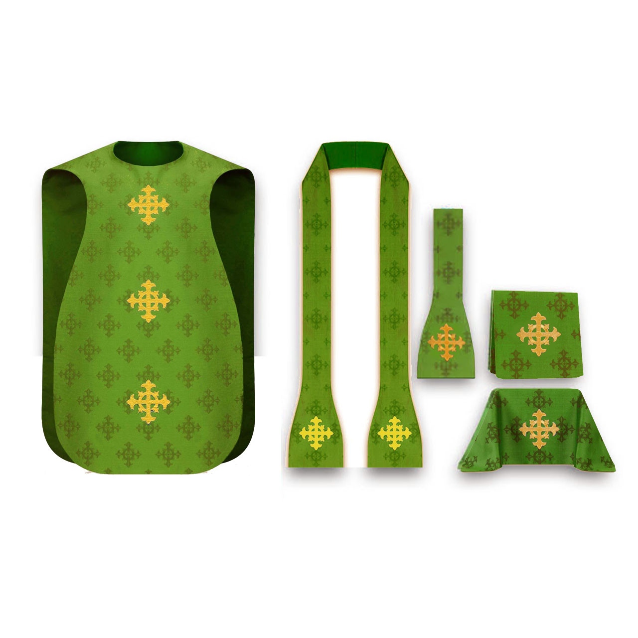 3978  5 Pc. Roman Chasuble Set  Green