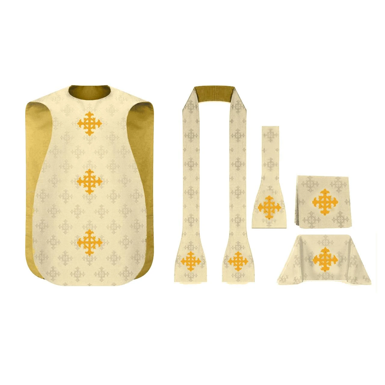 3978  5 Pc. Roman Chasuble Set  white