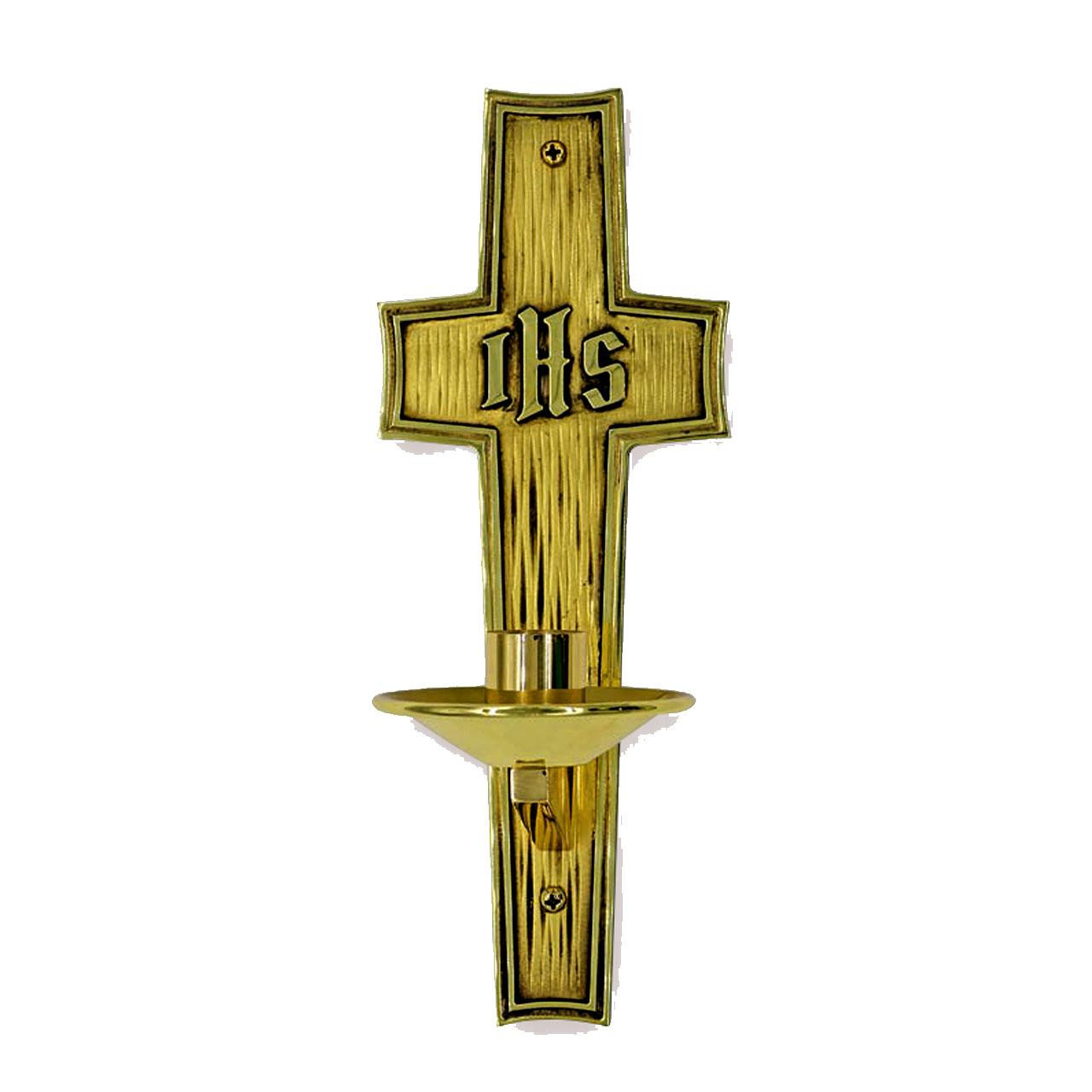 K168 Dedication Candle Bracket Solid Brass
