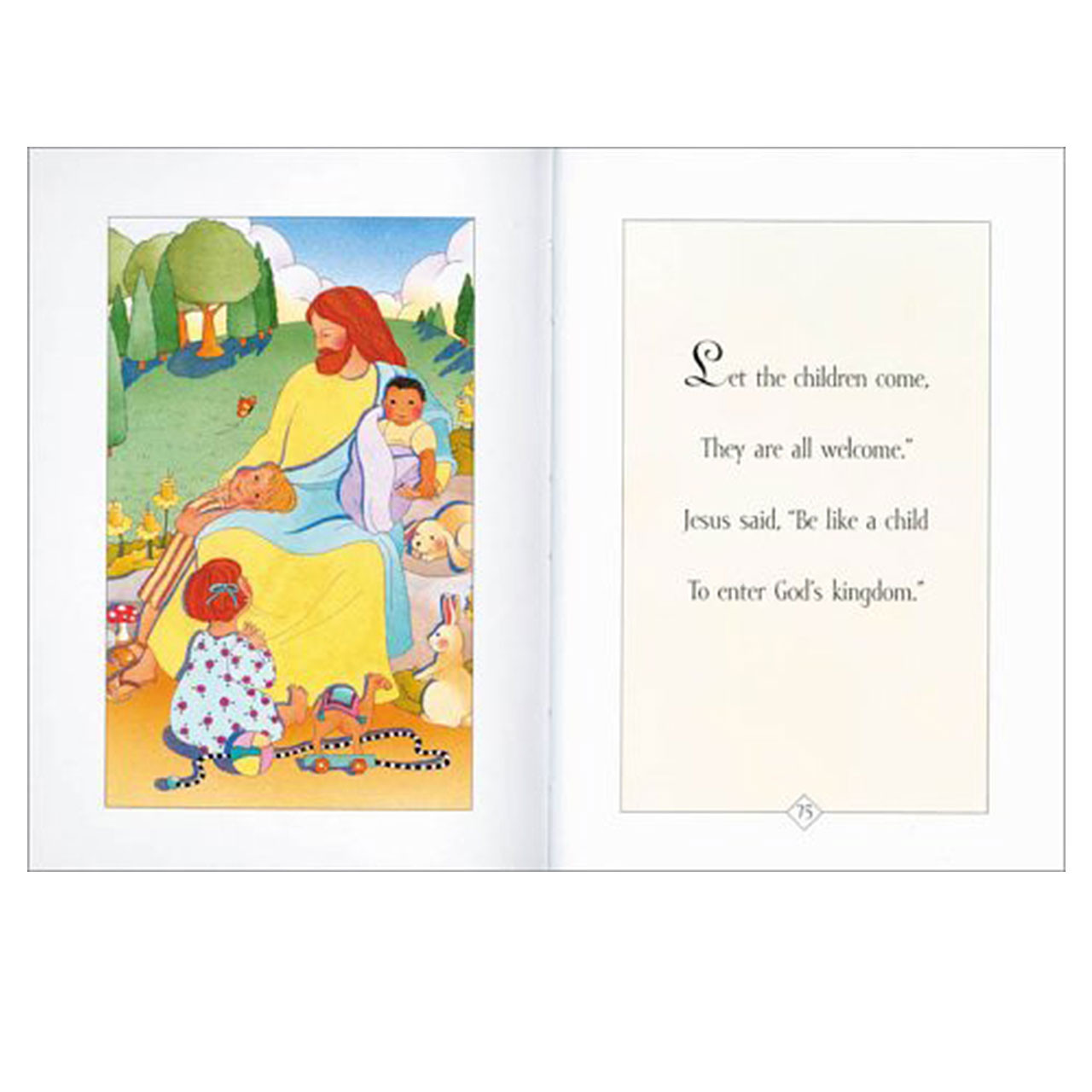 Inside pages of Her First Bible Little Stories for Little Hearts by Melody Carlson