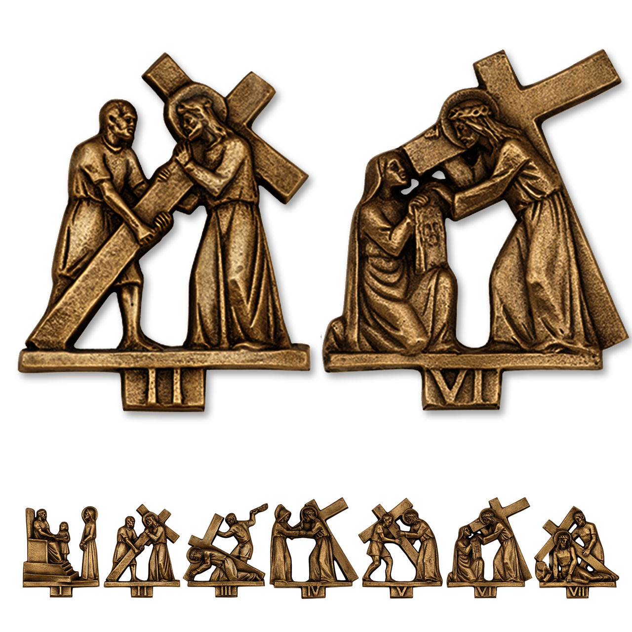標本 Uruguay Thronistes rouxi 29mm K379-B Stations of the Cross Solid Bronze (14Pc. Set) | St