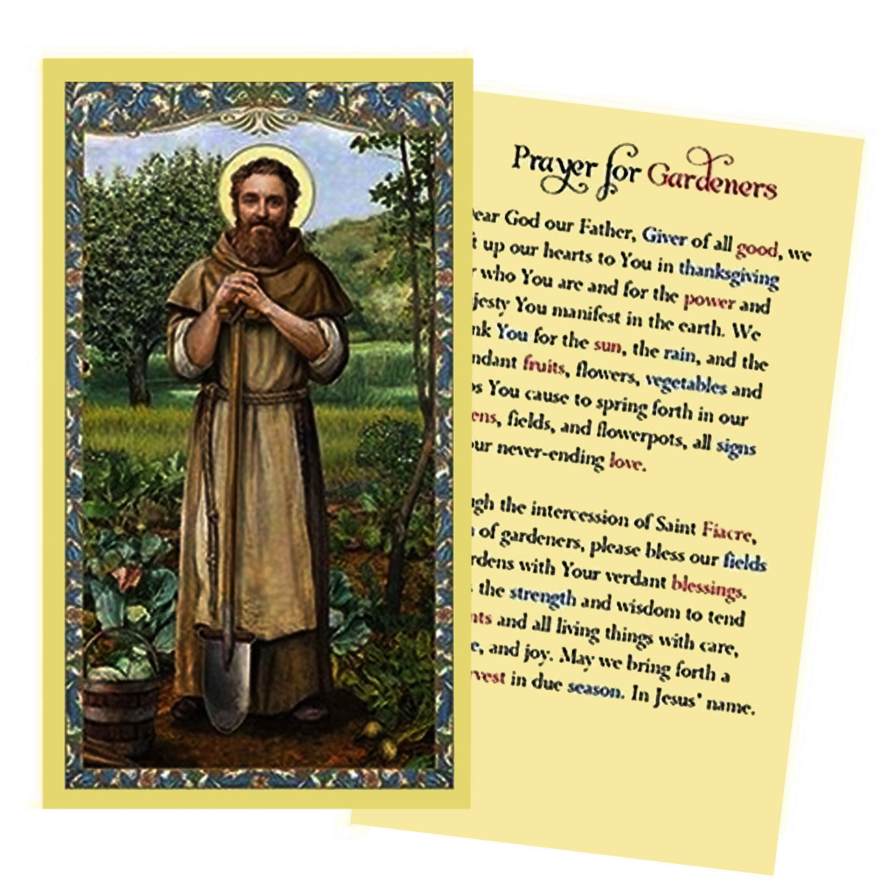 Irish Saint Fiacre Prayer Card | St. Patrick's Guild