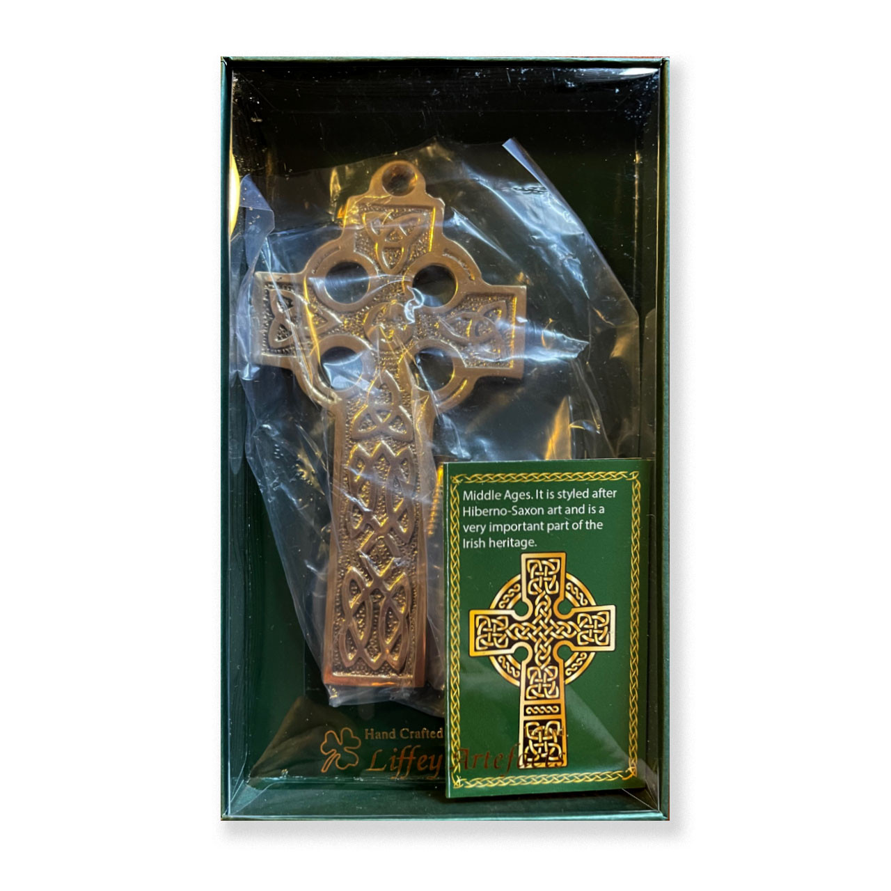 Small Brass Celtic Cross in the box