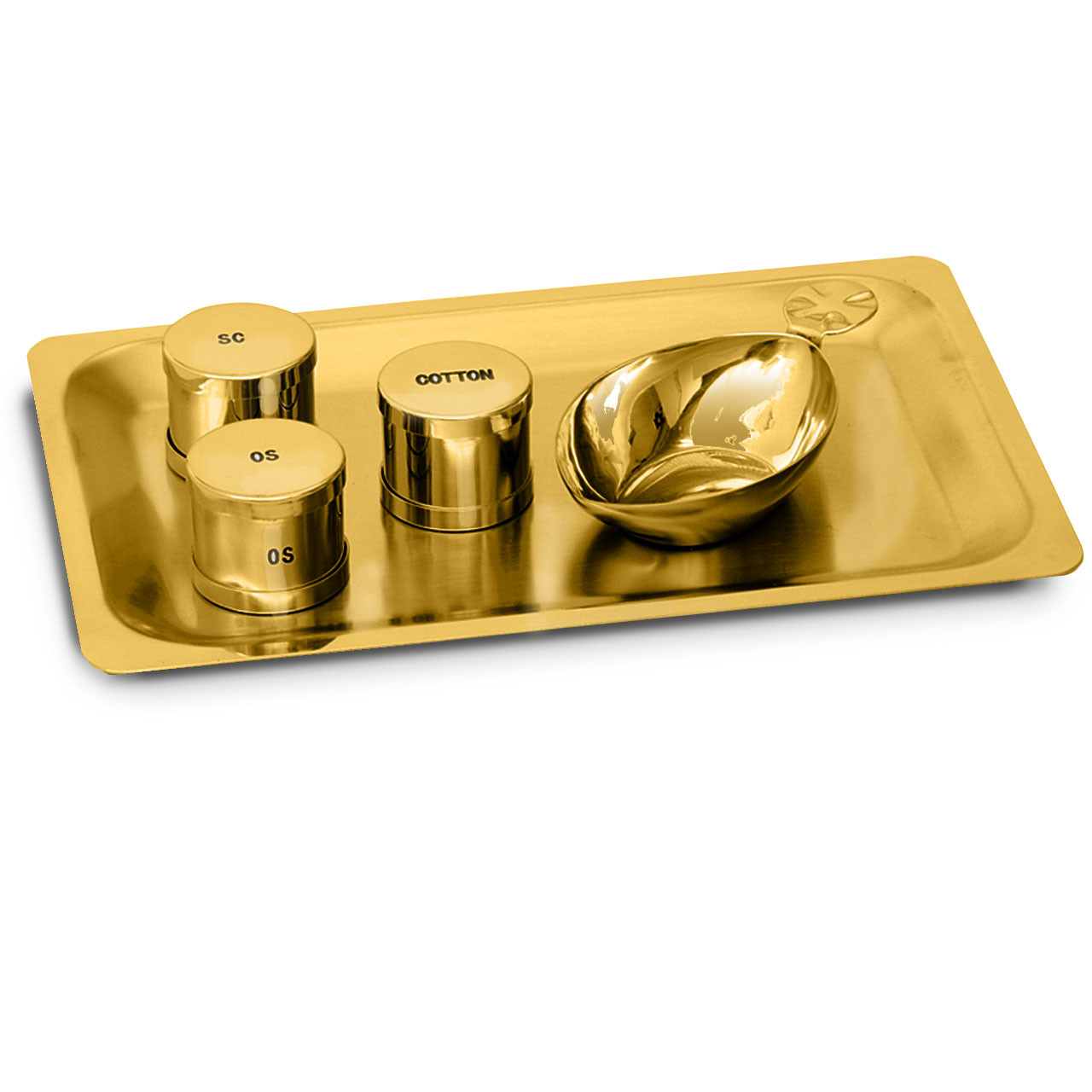 K333 Baptismal Set with Tray 14K Gold Plate