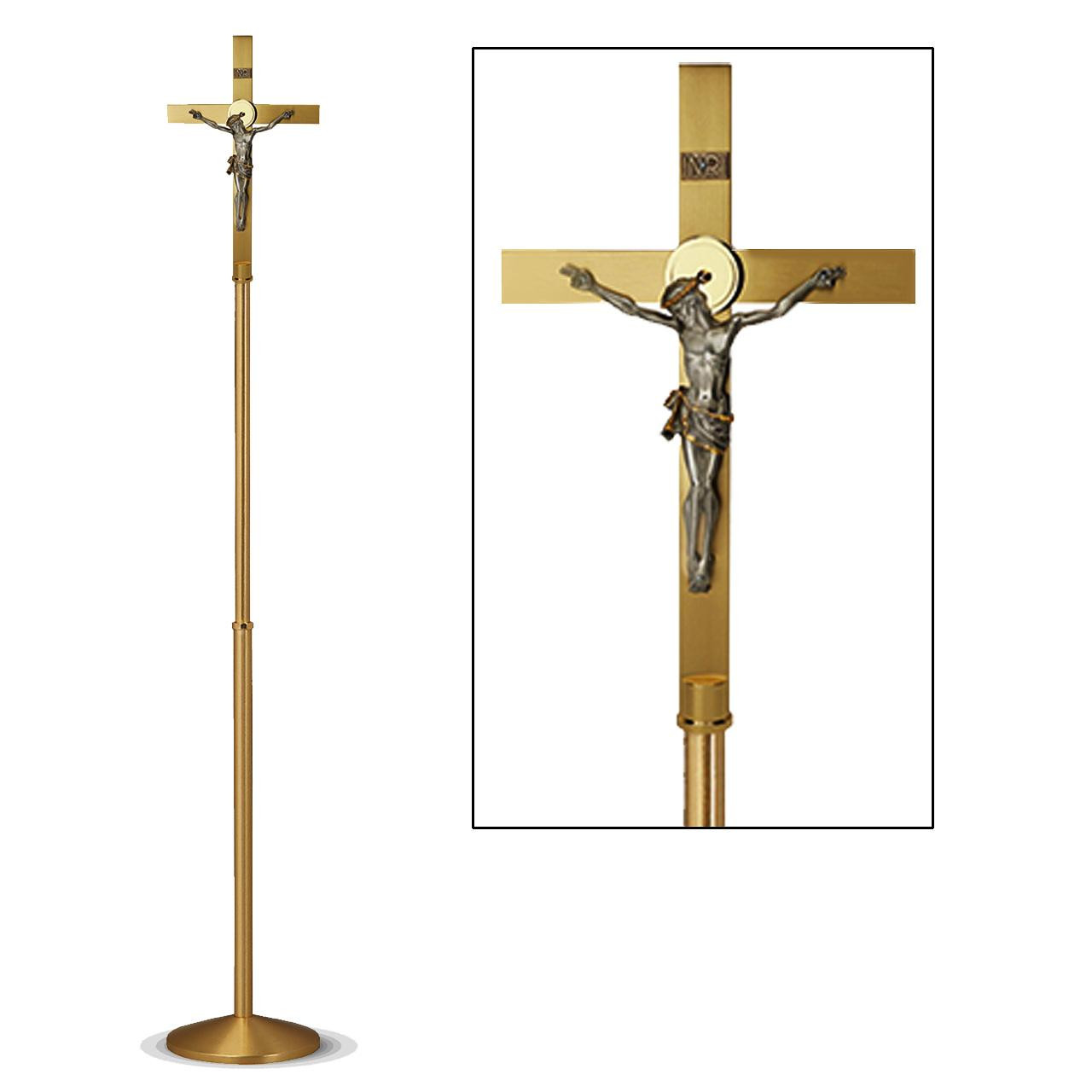 K730 Processional Crucifix in Solid Brass