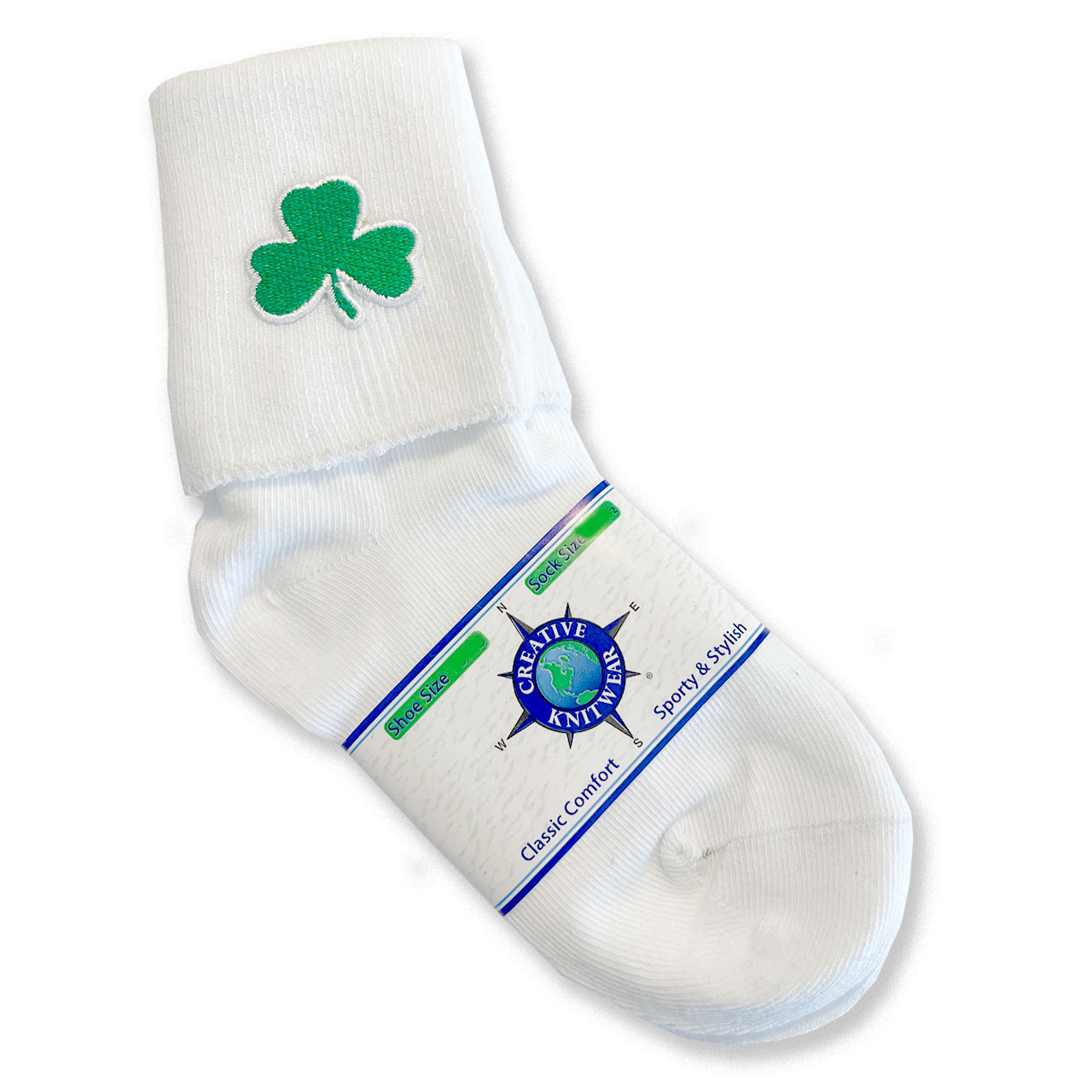 Shamrock Irish White Sock