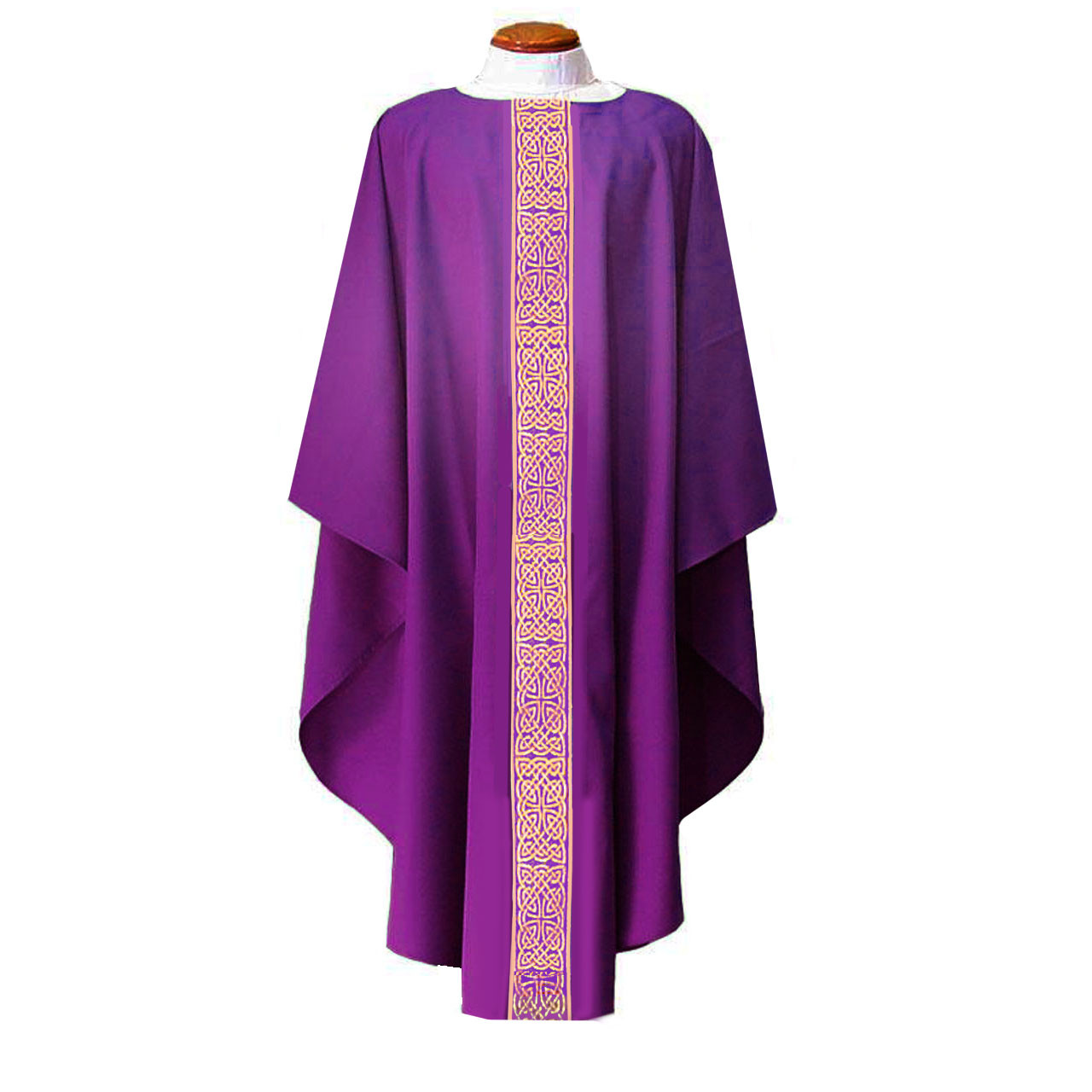 955 Purple Chasuble with Gold Celtic Banding