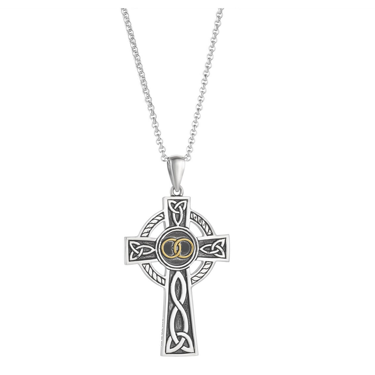 Large Celtic Cross Wedding Pendant made in Ireland with Irish Hallmarked Sterling Silver