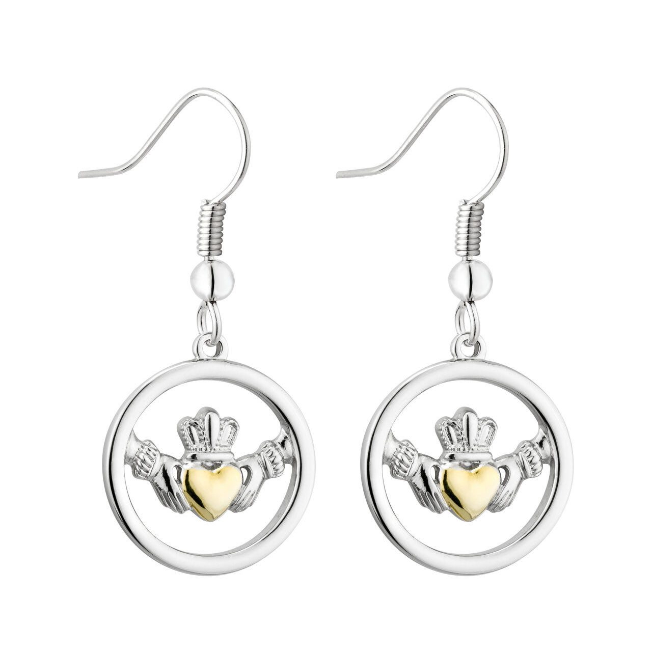 Small Two Tone Claddagh Earrings