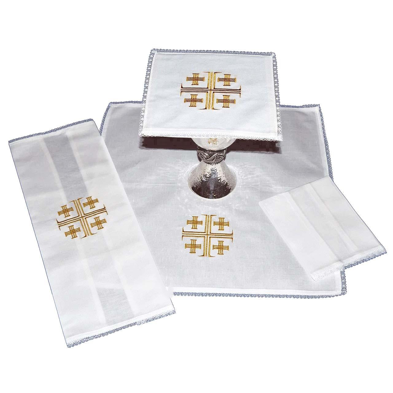 3021 Jerusalem Cross Linen Set with Lace Edging