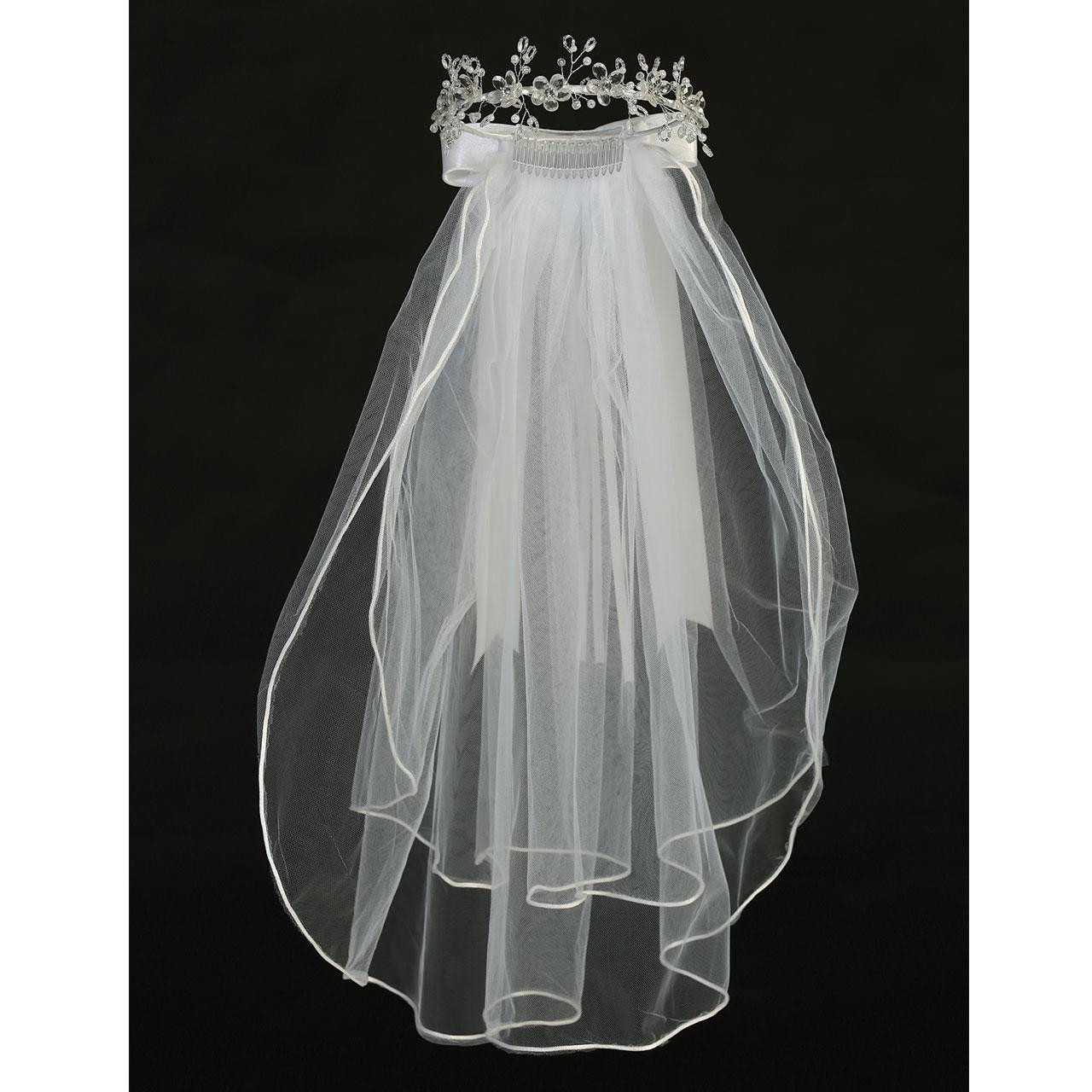 The front of the Crystal Flower Crown Veil