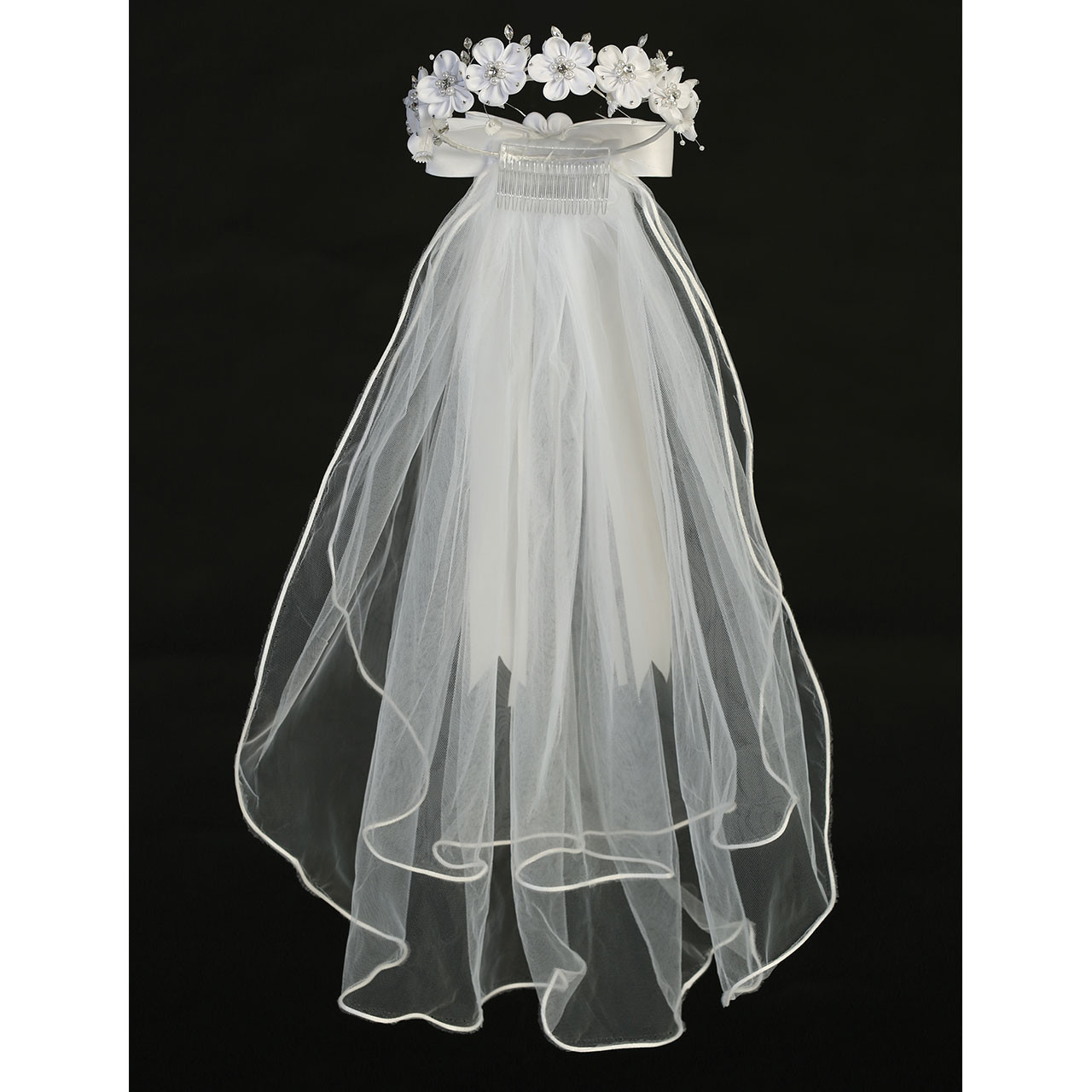 Communion veil in tulle with crown