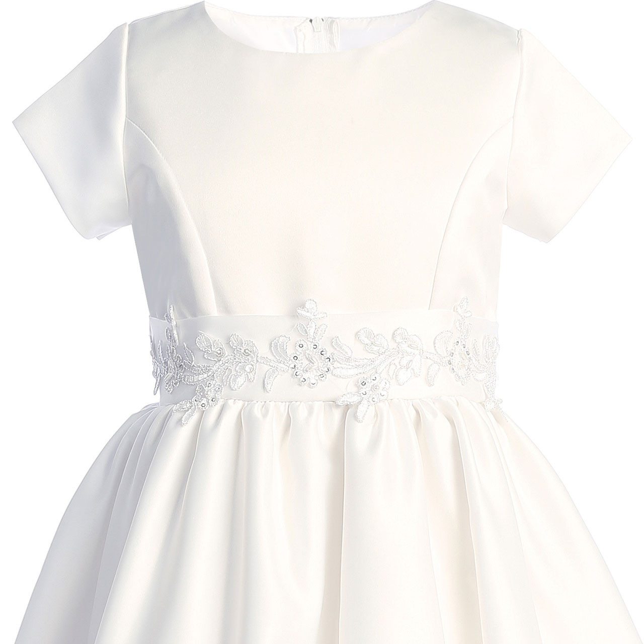 Detail of the Waist Accent for the Extended Size Kyla Communion Dress