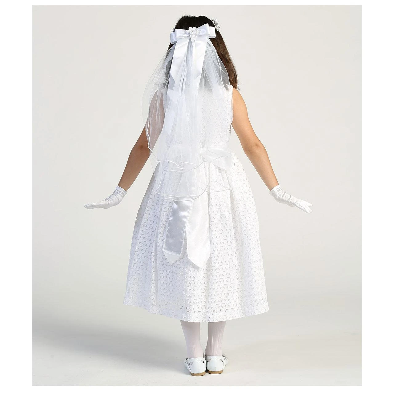 Back of the Maura Cotton Eyelet Communion Dress