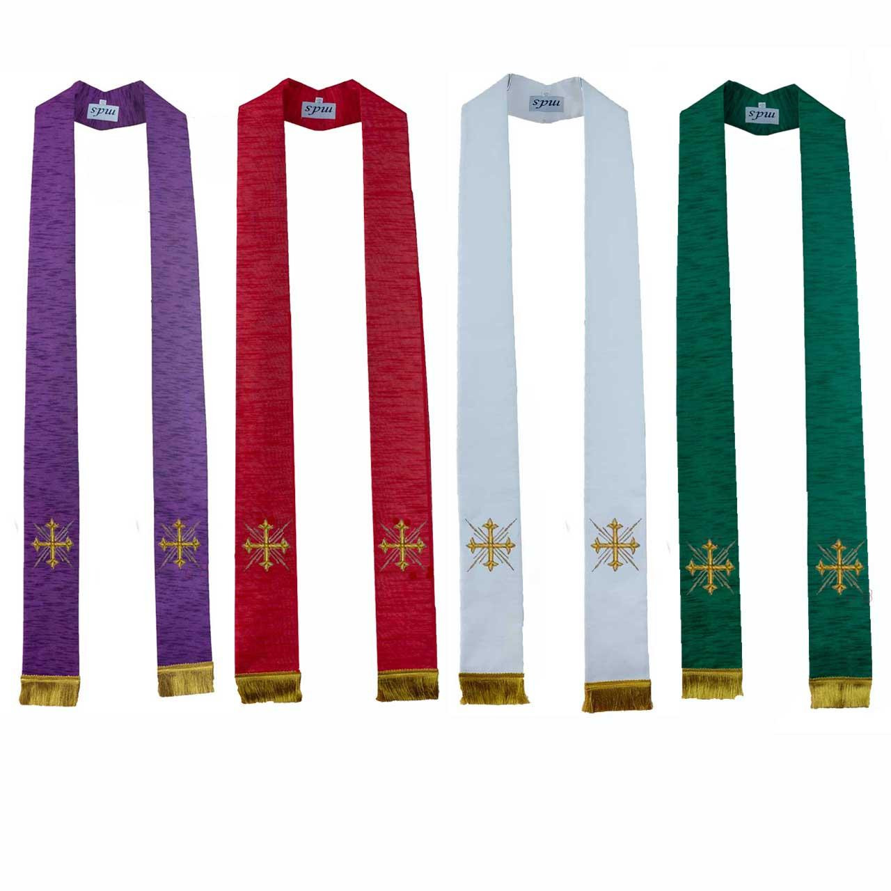 17660 Cross and Ray Design Stole in Blended Silk/Overlay